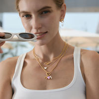 Collier pendentif BinShuo tendance en acier inoxydable plaqué or 18 carats avec cœur rose en zircon et perle d'imitation cerise pour femme