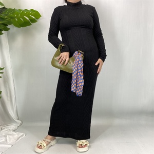 Factory Wholesale Women's Fall Winter Bodycon Pencil Sweater Abaya <b>Dress</b> with Crew Neck Long Sleeve for Daily or Office 6435-1# - Product Image 4
