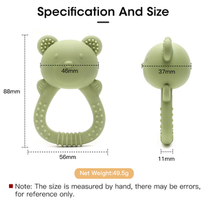 Thiết kế mới BPA-free Silicone Gấu <span class=keywords><strong>Teether</strong></span> đồ chơi phim hoạt hình động vật nhai Rattle cho 0-6 tháng trẻ sơ sinh nhẹ nhàng mọc răng đồ chơi - Product Image 3