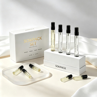 Boîte cadeau en papier rigide de luxe personnalisée, ensemble d'échantillons de parfum, boîte d'emballage, impression dorée, boîte cadeau cosmétique pour flacons de parfum