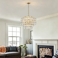 Lámpara de araña moderna de lujo, lámpara colgante de techo, lámpara de araña de cristal con forma de gota de agua, decoración para sala de estar y dormitorio
