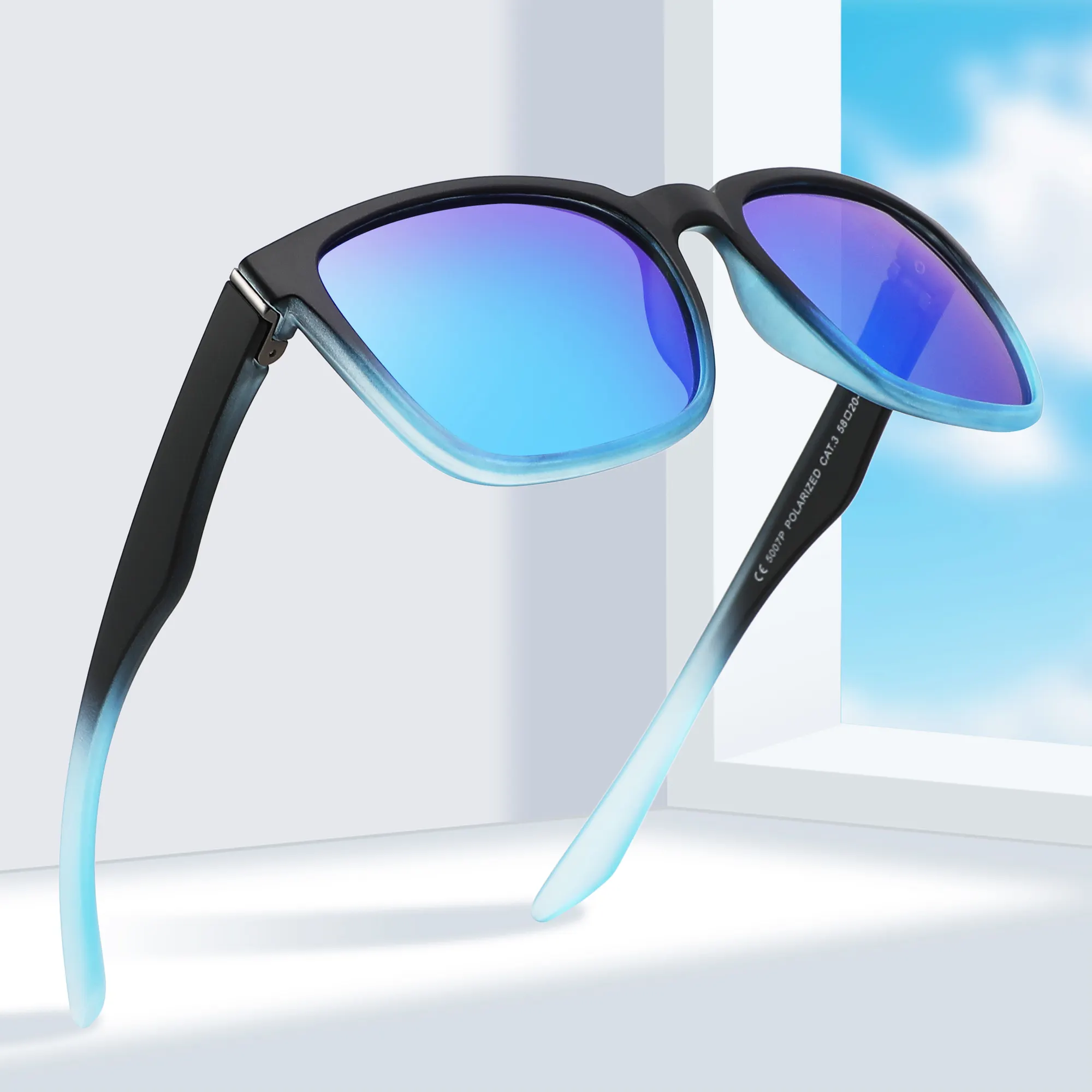 하이 퀄리티 편광 스포츠 선글라스 남성 여성 다채로운 프레임 미러 UV400 렌즈 선글라스