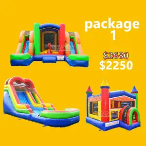 Agosto promoção pacote preço inflável bouncer salto casa comercial água slide inflável bouncy castelo à venda