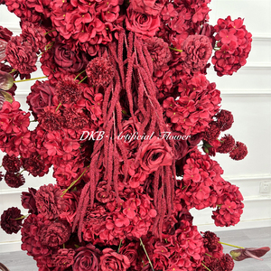 Camino de Flores de Delphinium y Rosas Rojas Artificiales Hechas a Mano al por Mayor, Ecológico y Ajustable para Arcos de Boda y Eventos - Product Image 6