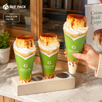 Manchon en papier alimentaire imprimé sur mesure pour cornets de crème glacée, gaufres bulles, churros, frites, emballage à emporter pour desserts