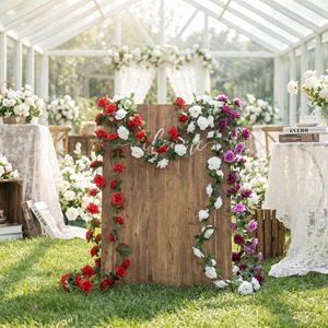 Guirlande de roses artificielles Yuan Nuo 2,5 m en soie pour décoration murale intérieure et plafond - Product Image 2