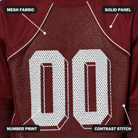 Camiseta deportiva de fútbol para hombre, estilo raglán, holgada, oversize, de malla transpirable, color borgoña, con bordado de número, estilo crop, para uso urbano.