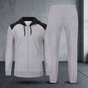 Survêtement décontracté gris pour homme, respirant et léger, avec capuche, design 2-en-1, fermeture éclair sur toute la longueur des manches, poche discrète, idéal pour l'automne - Product Image 3