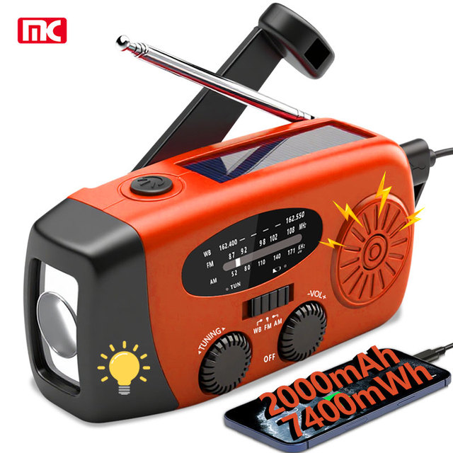 Multi-function Emergency Solar Power Station Pocket 3 Band Weather Radio AM/FM Hand Crank 4001-5000mAh Battery Built-in Speaker