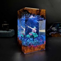 Lampe en résine micro-paysagère Zoro à trois lames, best-seller transfrontalier, avec figurine à fumée bleue lumineuse, comme veilleuse d'ambiance