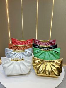 Sac à main de soirée plissé élégant 2026 en cuir végétalien pour femme, pochette à bandoulière unique, super chic, en PU souple - Product Image 2