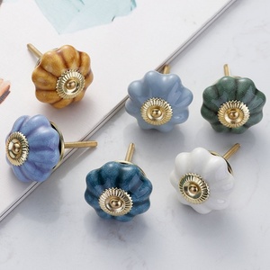 Solid-color Pumpkin Single-hole Ceramic Handle Cabinet Door Handle Ceramic Drawer Handle - Product Image 3
