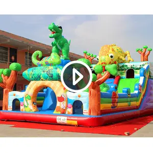 Commerciale PVC Dino rimbalzo casa Combo dinosauro gonfiabile scivolo parco giochi per il salto