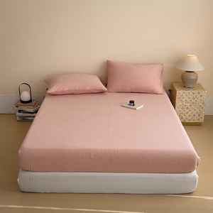 Drap-<span class=keywords><strong>housse</strong></span> en gaze froissée 100 % coton, doux, respirant, en coton lavé avec élastique pour l'été - Product Image 1