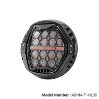 Phare LED de moto 7 pouces à maille hexagonale nid d'abeille, faisceau haut/bas, DRL, 10 lentilles pour Road King Street Glide
