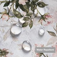 LIVING Ensemble de rideaux de douche en tissu, style classique vintage, thème jardin de campagne, avec 12 crochets, écologique, motif roses roses, rustique, aspect bois