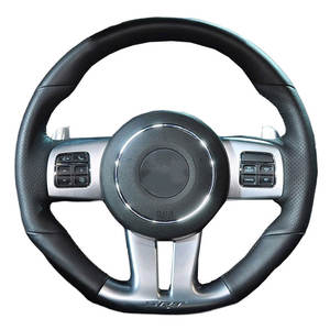 Protector de <span class=keywords><strong>volante</strong></span> de coche de cuero de fibra de carbono para Dodge Challenger SRT cargador <span class=keywords><strong>Jeep</strong></span> Grand Cherokee 2011 2012 2013 -2015 - Product Image 2