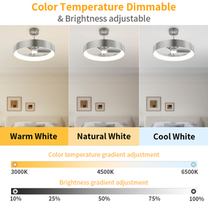 Brushed finished Ceiling <b>Fan</b> with Light Modern Low Profile LED <b>Fan</b> Fixture for Bedroom Living Room kitchen - Product Image 4