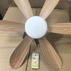 Ceiling Fan Light With Wood Blades Acrylic <b>Ball</b> Lamp Remote Control 6 Blade Flush Mount <b>LED</b> Ceiling Fan - Product Image 1