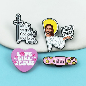 Venta al por mayor Spot Jesus Lapel Esmalte Pin Jesus Heals Esmalte Pin de solapa Fabricante Venta al por mayor Jesus Quotes Broche Pins de solapa - Product Image 2
