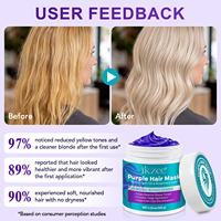 Masque capillaire violet IKZEE à l'huile d'argan, romarin et kératine, après-shampoing tonifiant blond, neutralise les reflets jaunes, réparation intense 120g