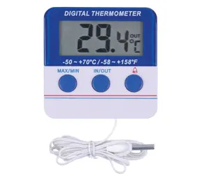 SH-144 Digital In-Outdoor Alarm Thermometer with Waterproof Outdoor Sensor, Freezer Room Thermometer