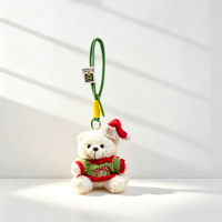 Porte-clés en peluche ours de Noël saisonnier avec pull tricoté à la main, mascotte renne fantaisie pour cadeau de Noël dans le bas de la cheminée