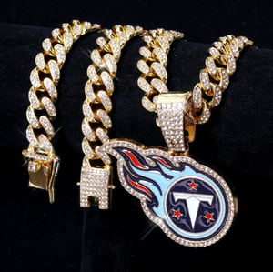 Collar con Colgante de Aceite de los Titans de Tennessee Personalizado de Alta Calidad, Collar <span class=keywords><strong>Dorado</strong></span> de Fútbol Americano, Cadena Cubana Hip Hop para Fanáticos del Deporte - Product Image 2