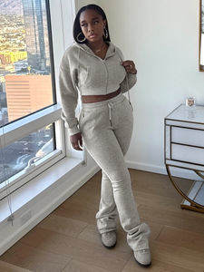 Nuevo Diseño, Conjunto de 2 Piezas, Ropa para Mujer, <span class=keywords><strong>Sudaderas</strong></span> <span class=keywords><strong>con</strong></span> <span class=keywords><strong>Capucha</strong></span> y Pantalones Deportivos, Conjuntos Sexys para Estar en Casa, Conjuntos para Correr, Trajes de Yoga Aloes - Product Image 4