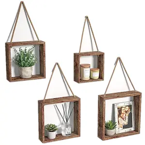 wood wall shelf cube floating hanging square shelves wooden square cube wall rack shelf