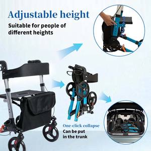 4-колесный коленный ходок из углеродистой стали с корзиной, управляемый, складной, альтернативный костыли при травме стопы - Product Image 2