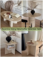 Table basse ovale en travertin beige Wabi Sabi de luxe, pierre naturelle pour salon, villa, appartement, meubles de maison
