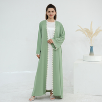 Abaya Fleurie en Dentelle 2025 avec Foulard Vente en Gros Vêtements Islamiques Turcs Cardigan Élégant de Dubaï avec Hijab Abaya Femme Abaya Ouverte