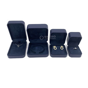 Wholesale Blue <b>Custom</b> Premium PU Leather Boxes for Necklace Bracelet <b>Ring</b> Earrings Boxes Jewelry Box - Product Image 2