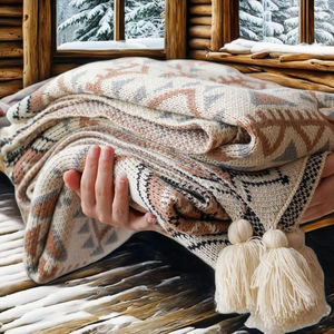 نمط مهرجان البوهيمي الحديث بطانية شال متماسكة شرابات اليد محبوك حجم مخصص للشتاء أريكة قيلولة غطاء تكييف الهواء - Product Image 2