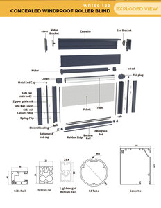 Stores enrouleurs intégrés entièrement dissimulés, coupe-vent, WR100-120, stores électriques montés sur boîtier, pour patio extérieur, grande porte - Product Image 3