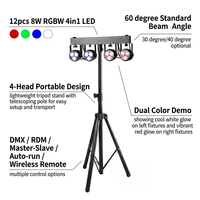 Luces LED de escenario a batería al por mayor, foco PAR de 4 cabezales con control remoto DMX512, sistema de iluminación para DJ con soporte