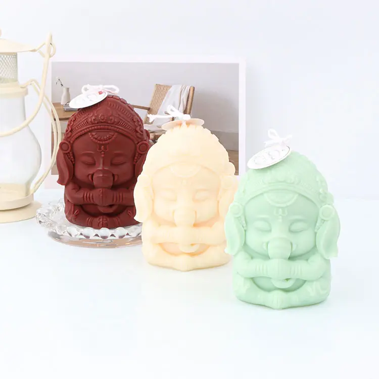 3D Ganesh Soap Candle Molds Ganesha Silicone Mould for Candle Decorating Resin Large Diy Egyptian Elephant Candle Silicone Molds