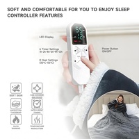 Couverture chauffante électrique matelassée en flanelle et sherpa, portable, avec poches pour les pieds, 8 réglages de chaleur, lavable en machine, protection contre la surchauffe