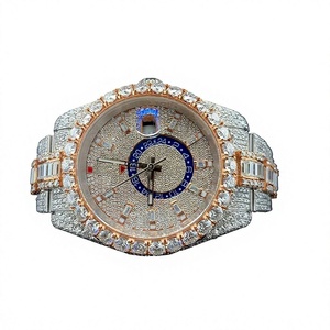 Montre de luxe pour homme avec diamants, boîtier ovale de 42 mm, quartz analogique, fermoir déployant, cristal saphir, bracelet en acier inoxydable - Product Image 1