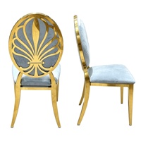 Chaises de banquet d'hôtel en gros, bleu clair et plaquées or, pour mariages