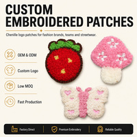 Patchs brodés mignons en forme de champignon, fraise et papillon, à thermocoller pour vêtements, sacs, chapeaux et accessoires DIY