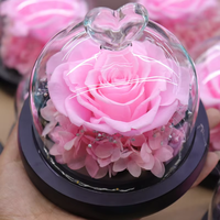 Rose éternelle préservée en gros sous cloche en verre, fleur immortelle, cadeau romantique pour petite amie, décoration de mariage et de maison