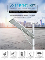 Farola Solar LED Todo en Uno de Aluminio de Alto Lumen, Panel Monocristalino, 4100K Blanco Neutro, Ángulo de Haz de 120°, para Carretera