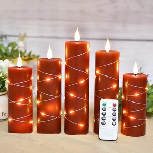 Candele a Colonna LED Senza Fiamma in Paraffina Personalizzate 5 Pezzi con Filo di Rame Design Sottile e Alto Effetto Tremolante Decorazione Telecomando OEM ODM - Product Image 2