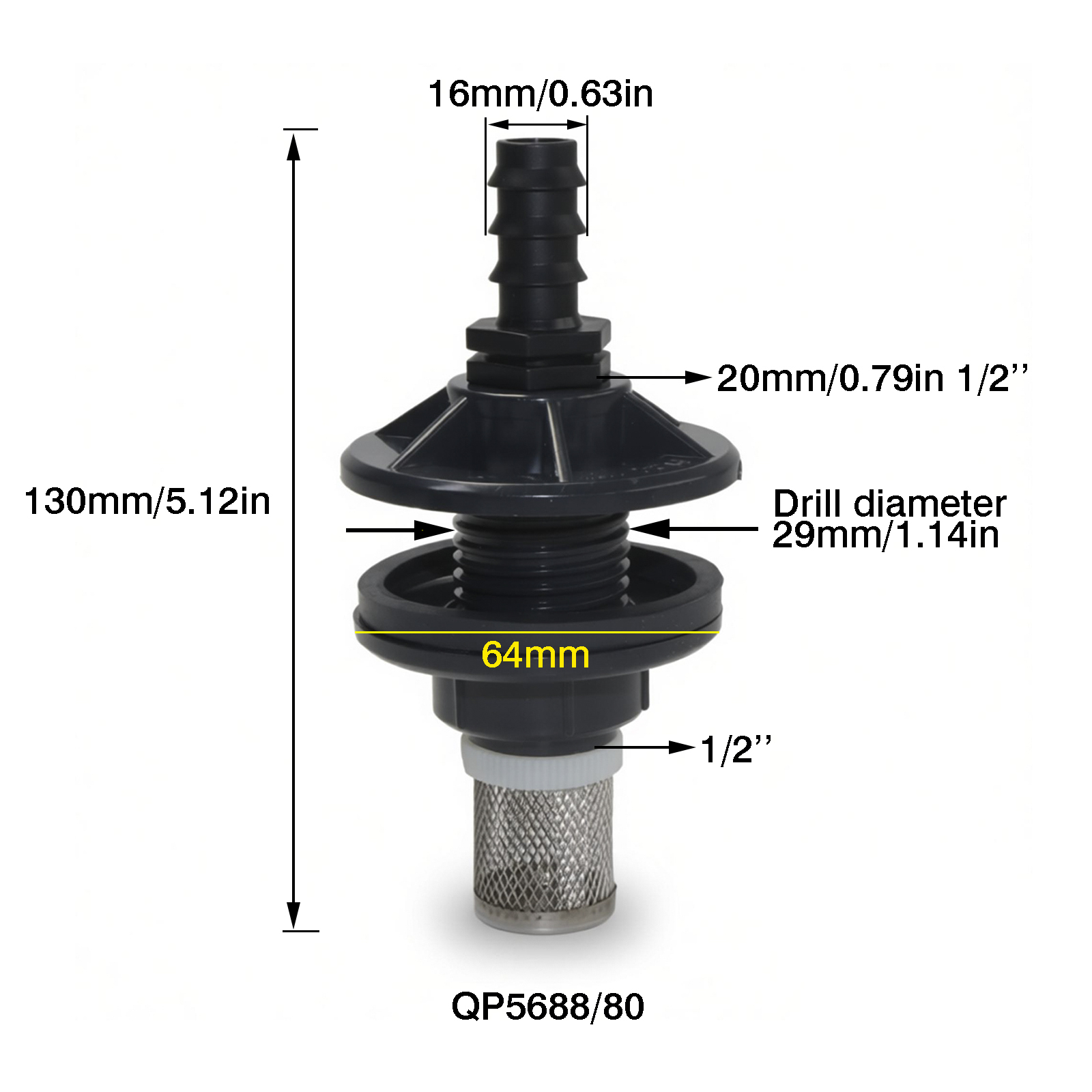 Noir QP5688 1/2'' 20mm