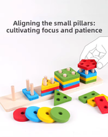 Mainan Edukasi Puzzle 3D Kayu, Mainan Latihan Kognitif, Balok Susun, Permainan Mencocokkan