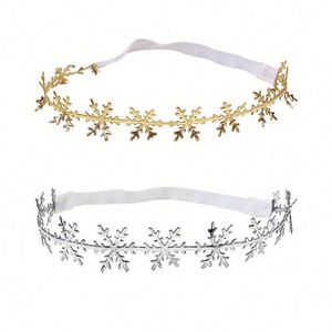 Diadema elástica ajustable para bebé con diseño de copo de nieve hueco y luna llena, de aleación con pedrería, estilo navideño europeo-americano, YUSE - Product Image 5