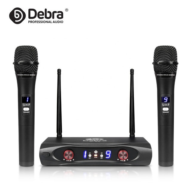 Debra Audio U-88 Selectable 2*9 Frequency UHF Handheld Wireless Microphone System 100m Range Cardioid for Karaoke KTV Parties