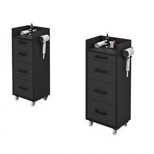 Luxury Modern Iron Stainless Steel Commercial Salon Storage Cabinet with 4-Wheel <b>Trolley</b> Adjustable Design for Barber Use - Product Image 6
